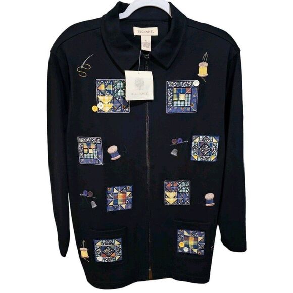 Bechamel Womens Size Medium Vintage Embroidered Patchwork Cardigan Sweater Zip - Picture 1 of 4